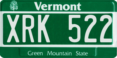 VT license plate XRK522