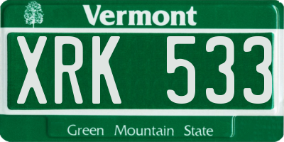 VT license plate XRK533