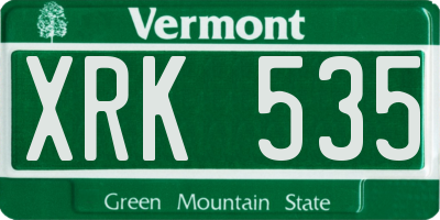 VT license plate XRK535