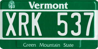 VT license plate XRK537