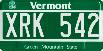 VT license plate XRK542