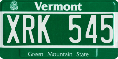 VT license plate XRK545
