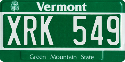 VT license plate XRK549