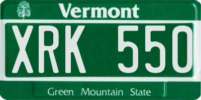 VT license plate XRK550