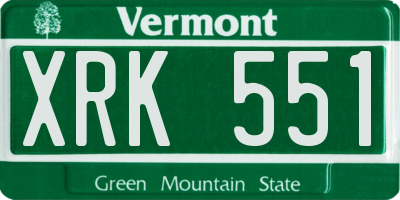VT license plate XRK551