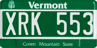 VT license plate XRK553