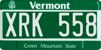 VT license plate XRK558