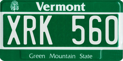VT license plate XRK560
