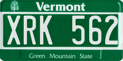 VT license plate XRK562