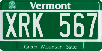 VT license plate XRK567