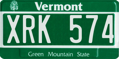 VT license plate XRK574
