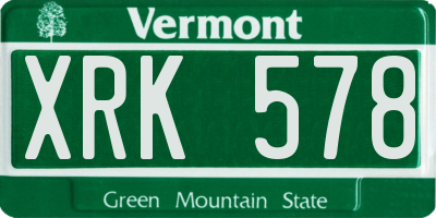 VT license plate XRK578