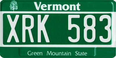 VT license plate XRK583