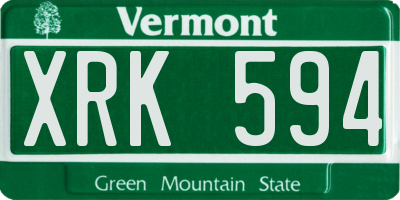 VT license plate XRK594