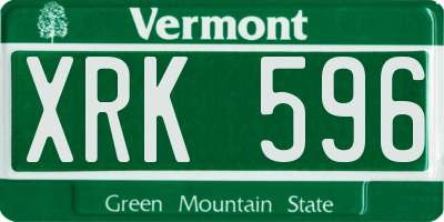 VT license plate XRK596