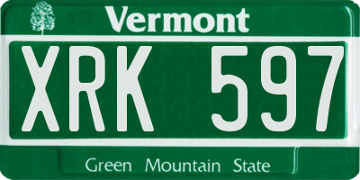 VT license plate XRK597