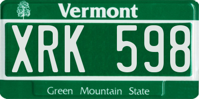 VT license plate XRK598