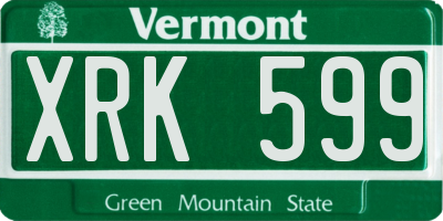 VT license plate XRK599