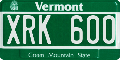 VT license plate XRK600