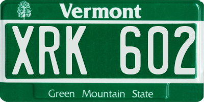 VT license plate XRK602