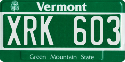 VT license plate XRK603