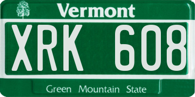 VT license plate XRK608