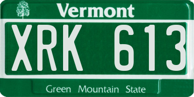 VT license plate XRK613