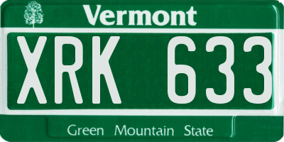 VT license plate XRK633