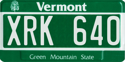 VT license plate XRK640