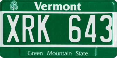 VT license plate XRK643