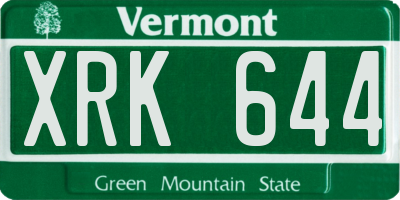 VT license plate XRK644