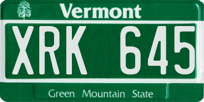 VT license plate XRK645