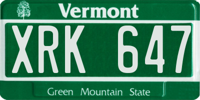 VT license plate XRK647