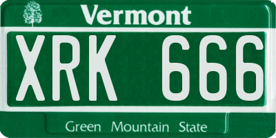 VT license plate XRK666