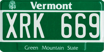 VT license plate XRK669