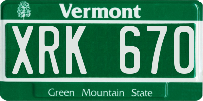 VT license plate XRK670