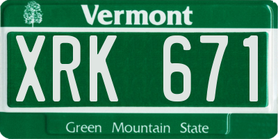 VT license plate XRK671