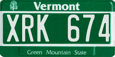 VT license plate XRK674