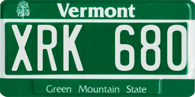 VT license plate XRK680