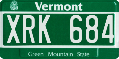 VT license plate XRK684