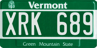 VT license plate XRK689