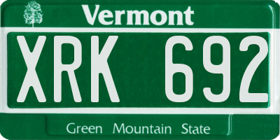 VT license plate XRK692