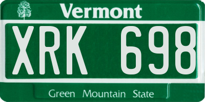 VT license plate XRK698