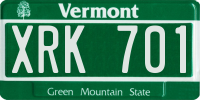 VT license plate XRK701