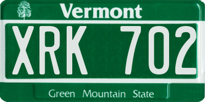 VT license plate XRK702