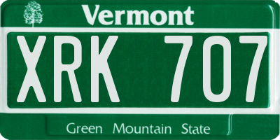 VT license plate XRK707