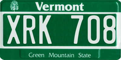 VT license plate XRK708