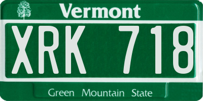 VT license plate XRK718