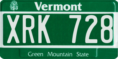 VT license plate XRK728
