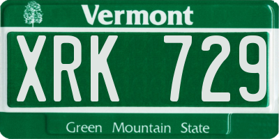 VT license plate XRK729